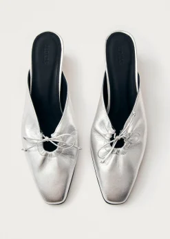 Amar Shimmer Silber Leder Pantoletten
