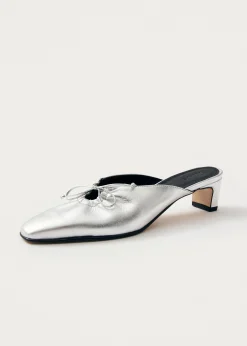 Amar Shimmer Silber Leder Pantoletten