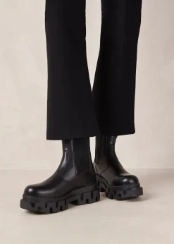 Anastasia Black Leather Ankle Boots