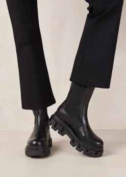 Anastasia Black Leather Ankle Boots