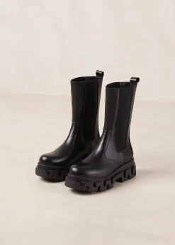 Anastasia Black Leather Ankle Boots