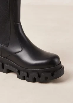 Anastasia Black Leather Ankle Boots