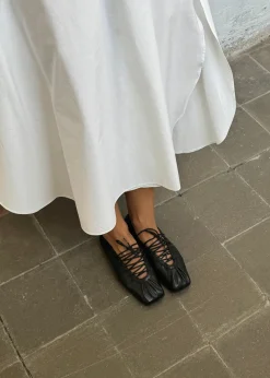 Aureline Schwarze Leder Ballerinas