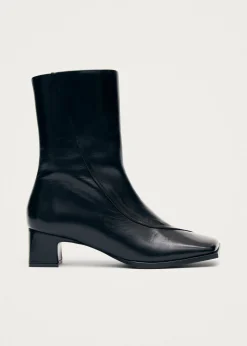 Chantal Schwarze Leder-Stiefeletten