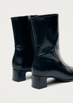 Chantal Schwarze Leder-Stiefeletten