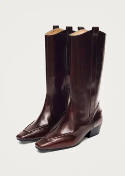 Chase Brushed Burgunder Leder Stiefel