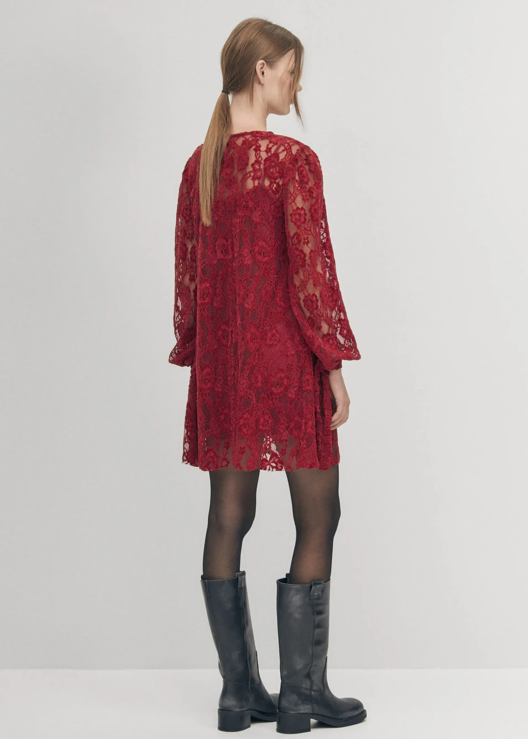 Dablon-Spitze Wein Kleid