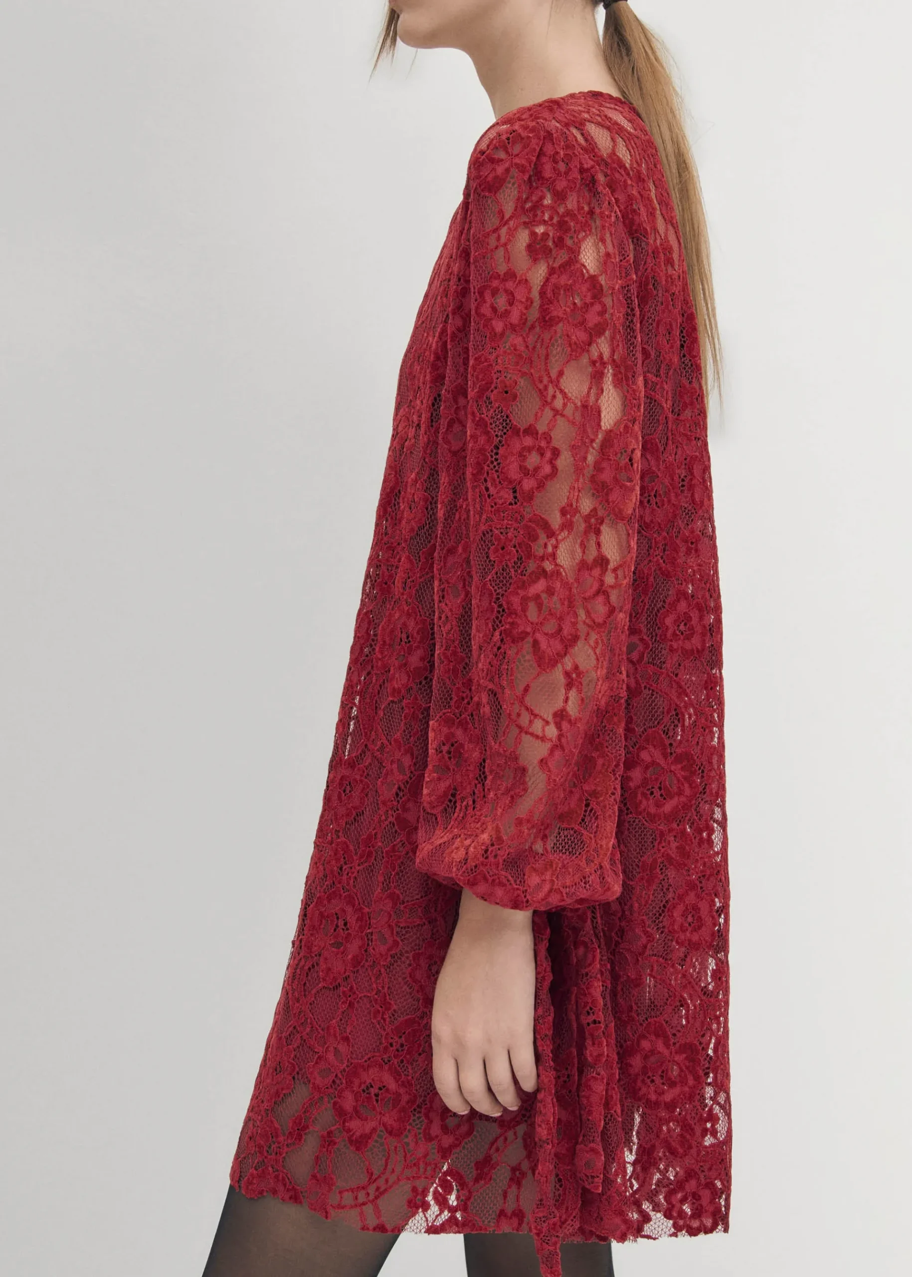 Dablon-Spitze Wein Kleid