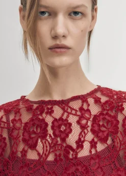 Dablon-Spitze Wein Kleid