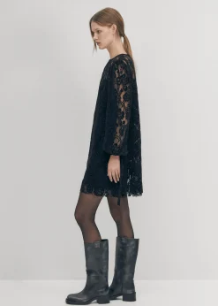 Dablon-Spitzen-Schwarzes Kleid