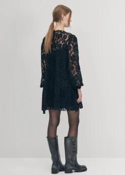 Dablon-Spitzen-Schwarzes Kleid