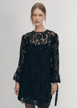 Dablon-Spitzen-Schwarzes Kleid