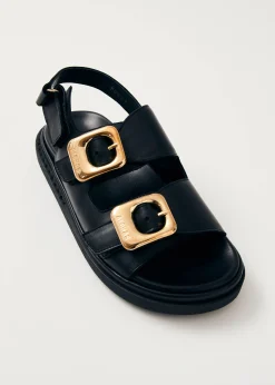 Daria Schwarze Ledersandalen