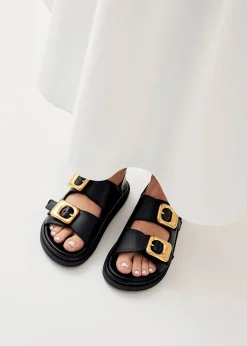 Daria Schwarze Ledersandalen