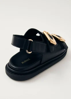 Daria Schwarze Ledersandalen
