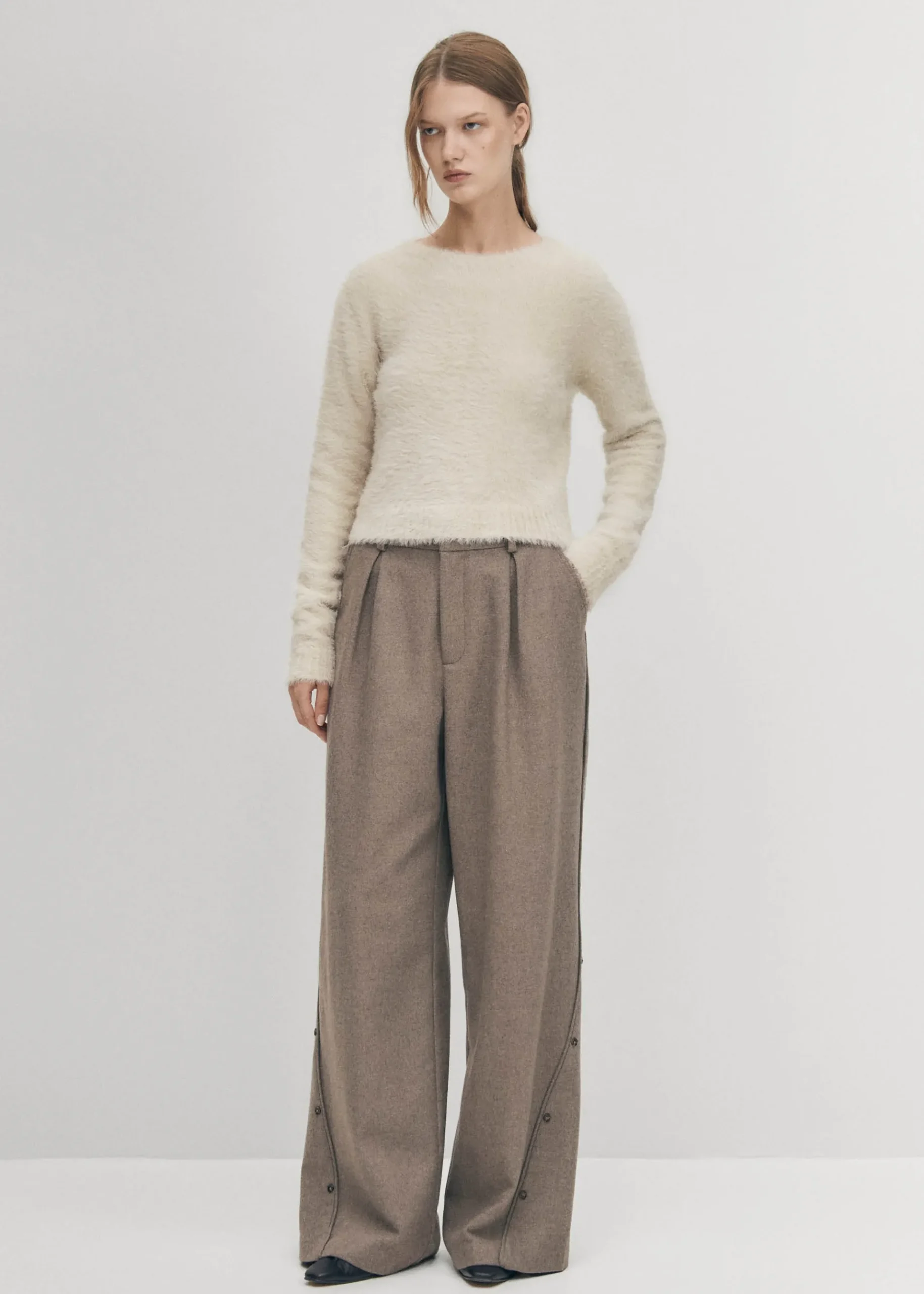 Deli Ecrufarbener Strickpullover