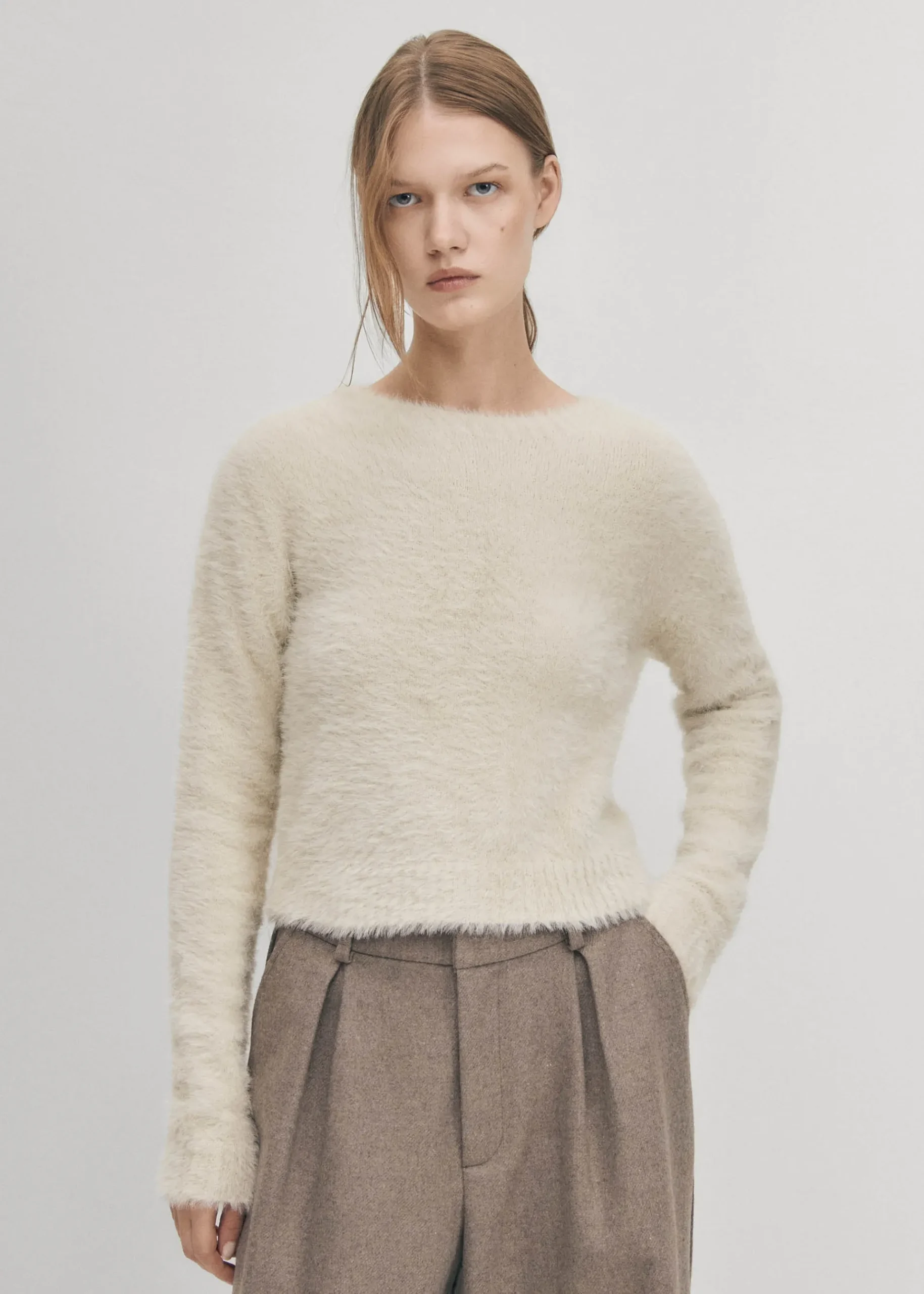 Deli Ecrufarbener Strickpullover