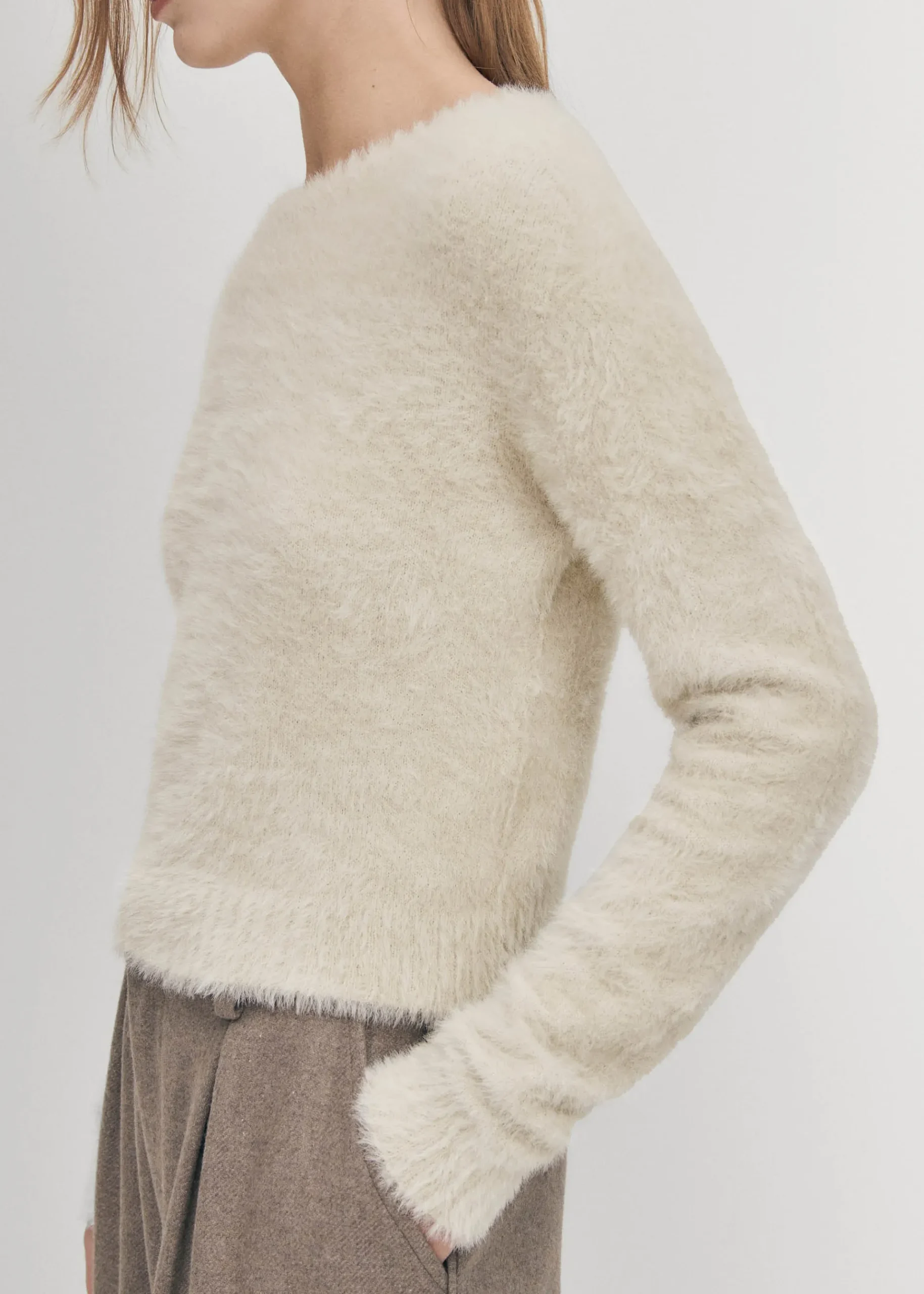 Deli Ecrufarbener Strickpullover
