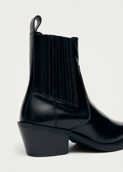 Denver Schwarze Leder Stiefeletten