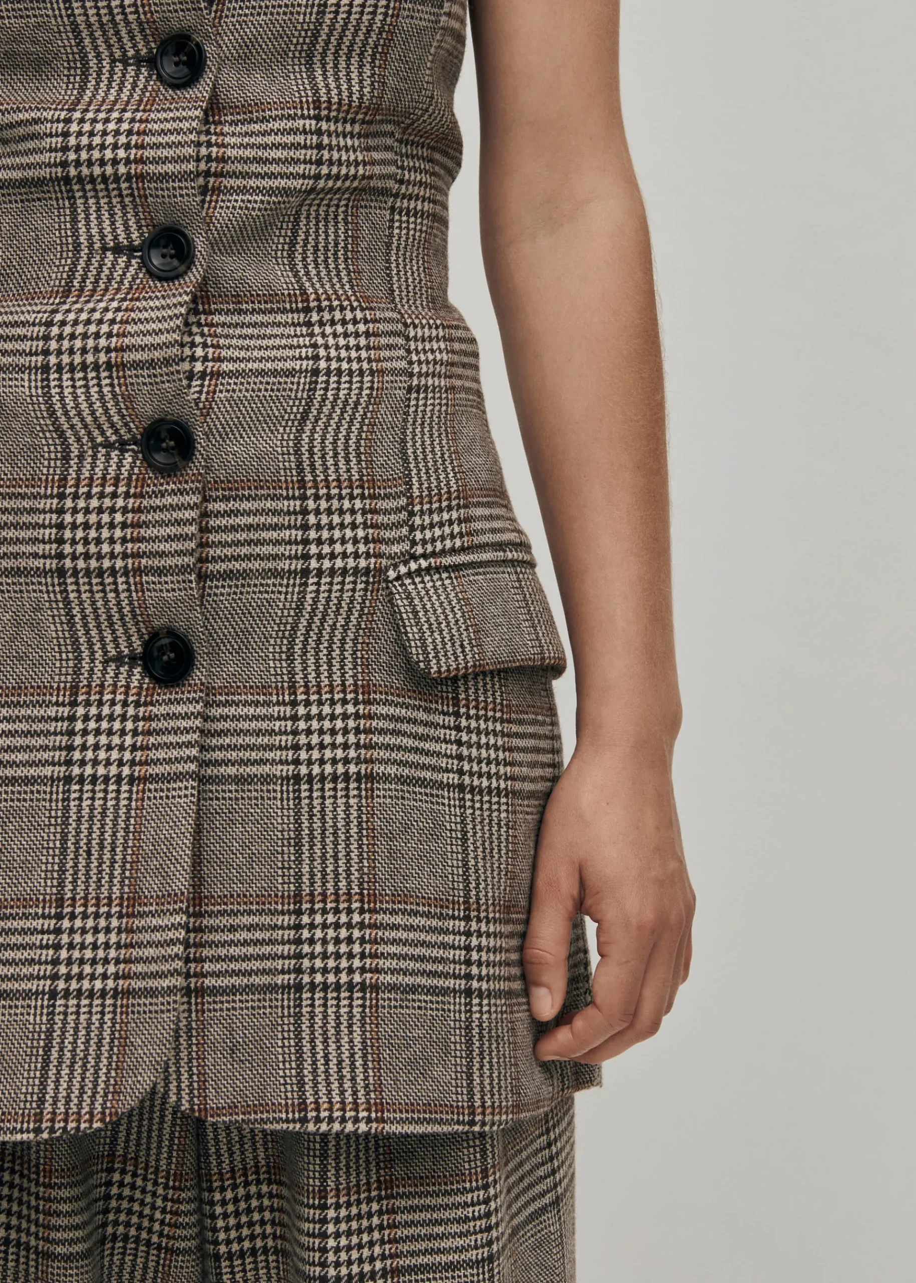 Deva Checks Brown Vest