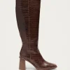 East Croco Braune Lederstiefel