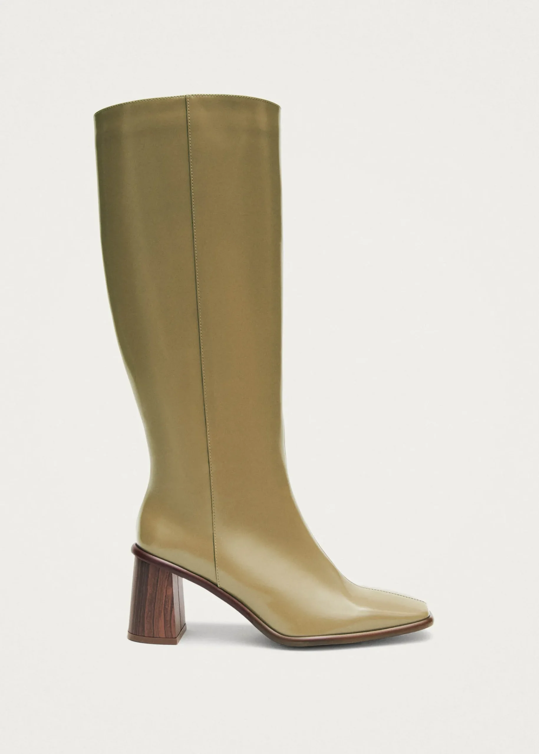 East Sleek khakifarbenem Lederstiefel