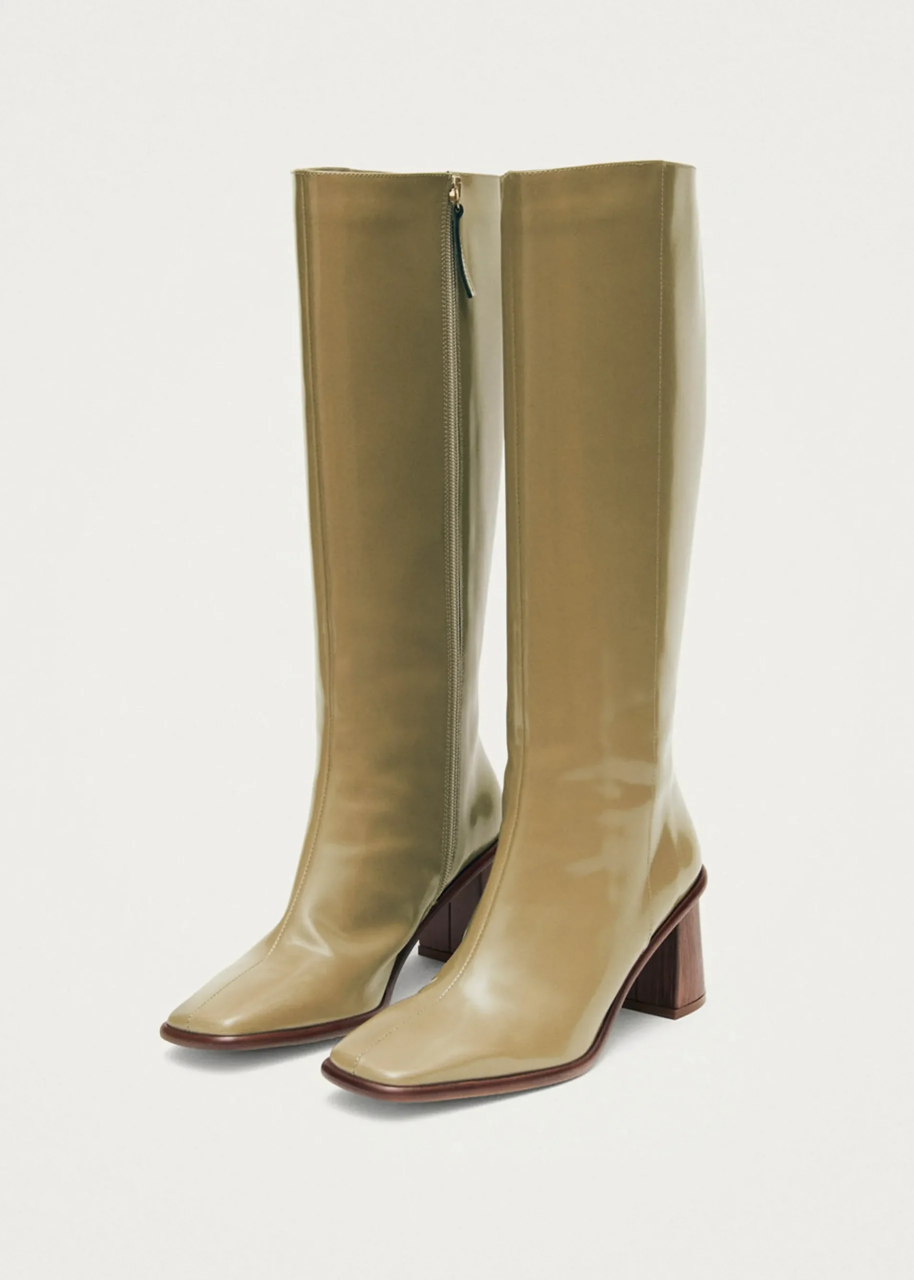 East Sleek khakifarbenem Lederstiefel