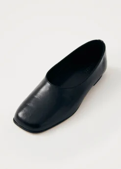 Edie Schwarze Leder-Ballerinas