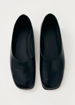 Edie Schwarze Leder-Ballerinas