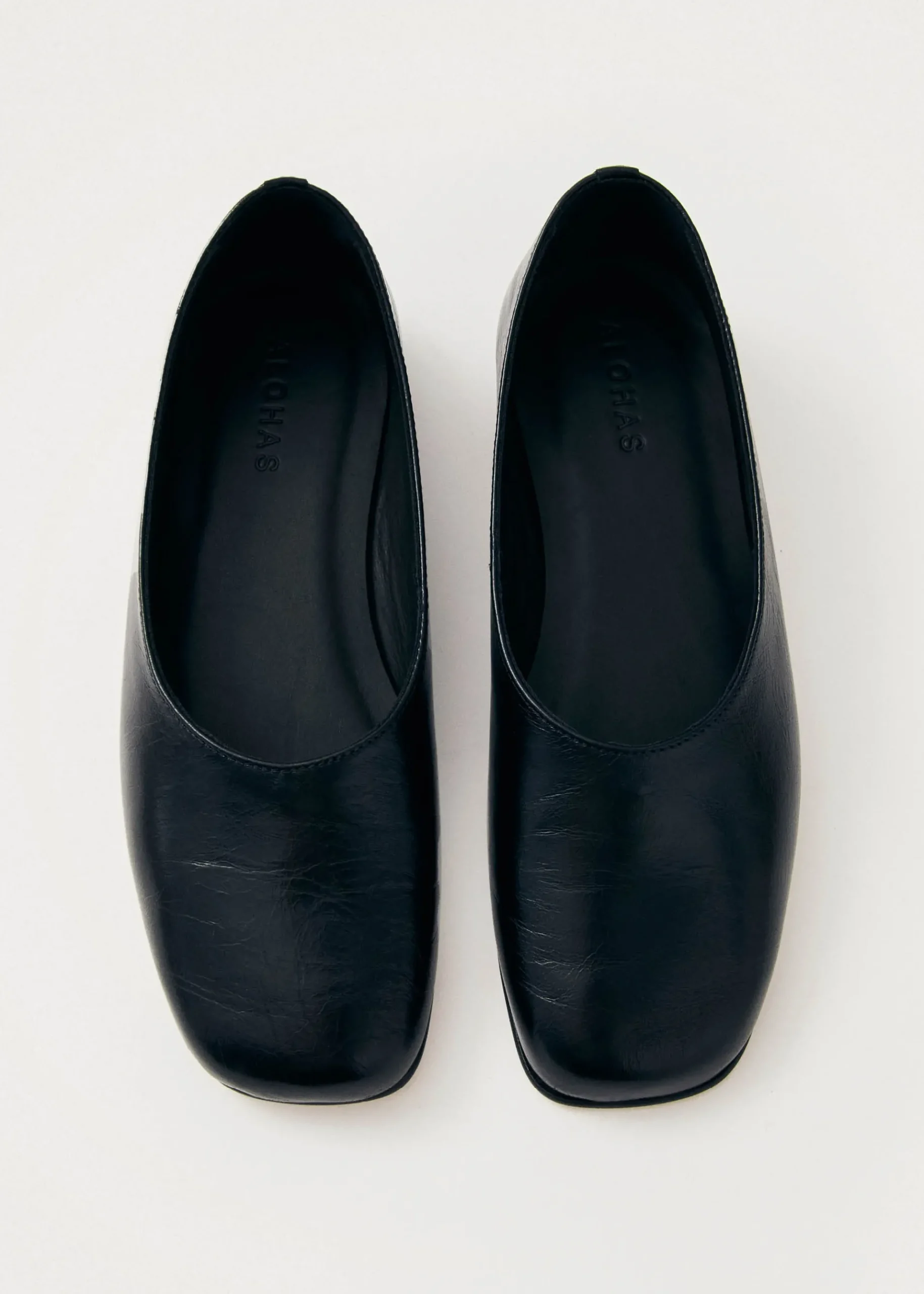 Edie Schwarze Leder-Ballerinas