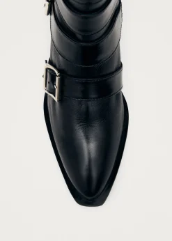 Eras Schwarze Lederstiefeletten