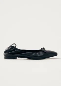 Freya Schwarze Leder-Flache Ballerinas