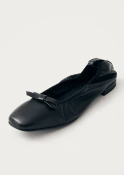 Freya Schwarze Leder-Flache Ballerinas