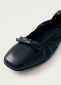 Freya Schwarze Leder-Flache Ballerinas