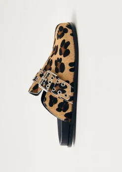 Halia Beige Leopard Leder Clogs