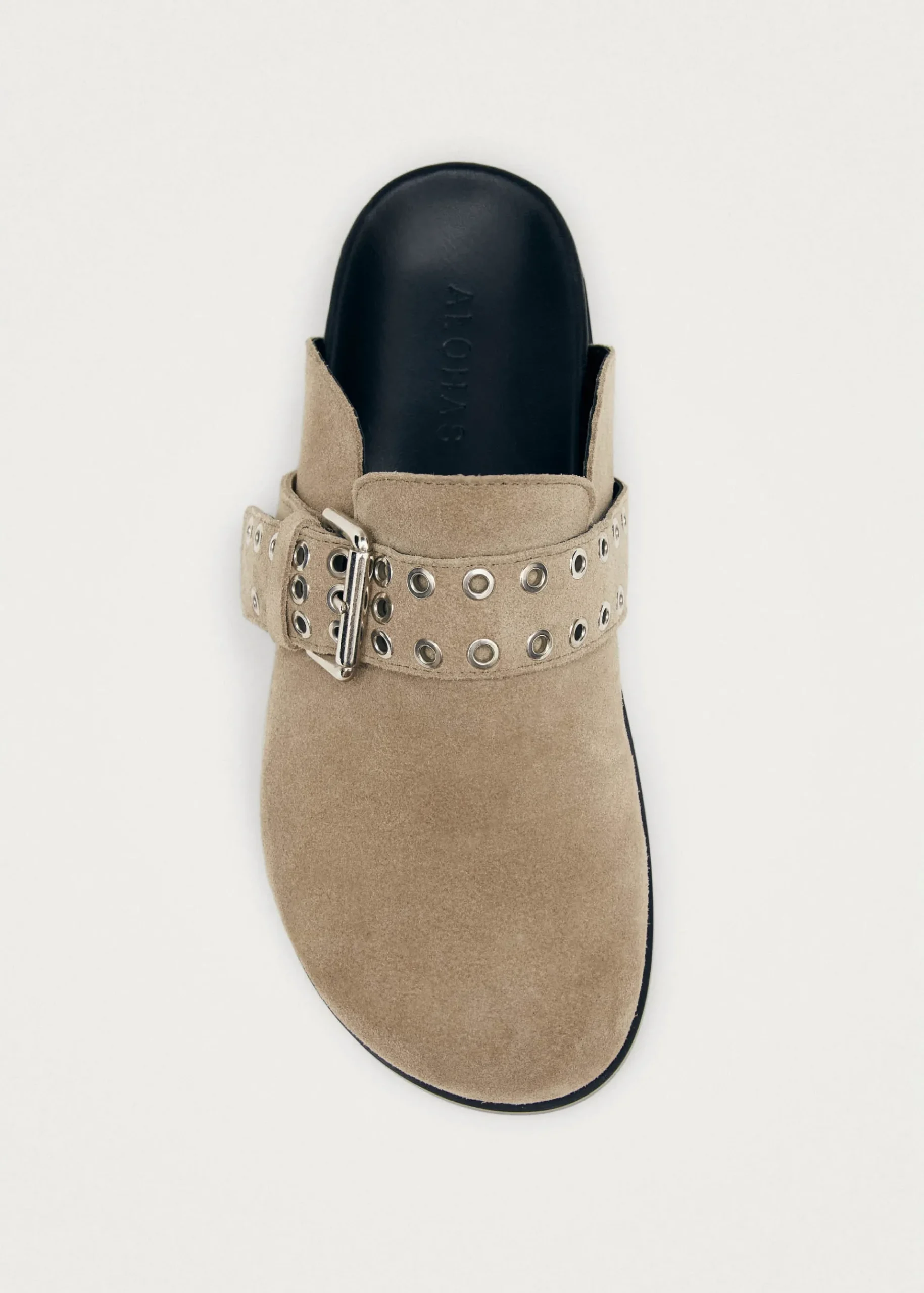 Halia Beige Wildleder Clogs