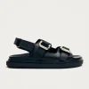 Harper Schwarze Ledersandalen