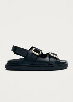 Harper Schwarze Ledersandalen