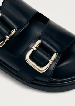 Harper Schwarze Ledersandalen
