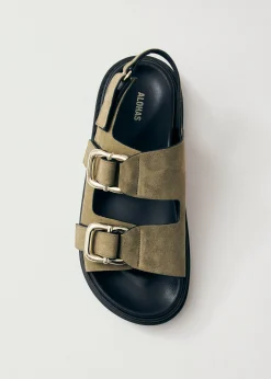 Harper Suede Khaki Leather Sandals