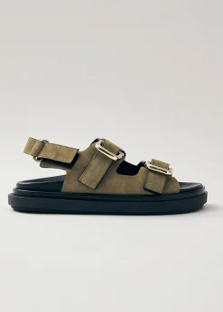 Harper Suede Khaki Leather Sandals
