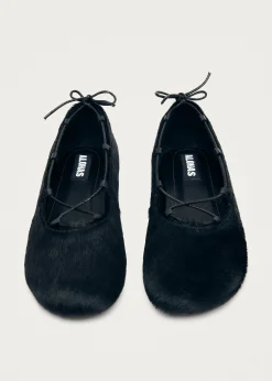 Hollis Soft Black Leather Ballet Flats