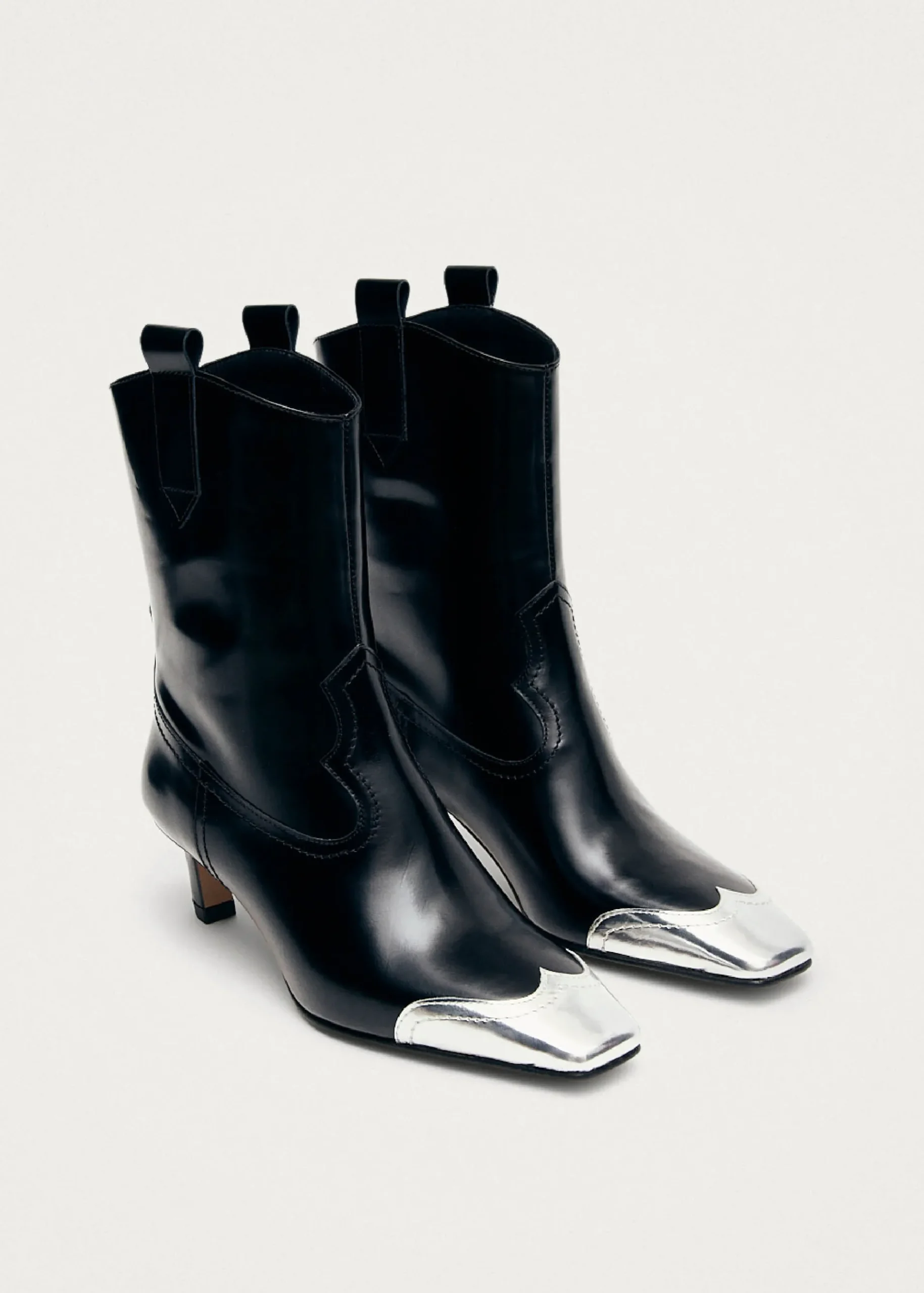 Hudson Shimmer Schwarze Cowboystiefel mit silbernen Spitzen