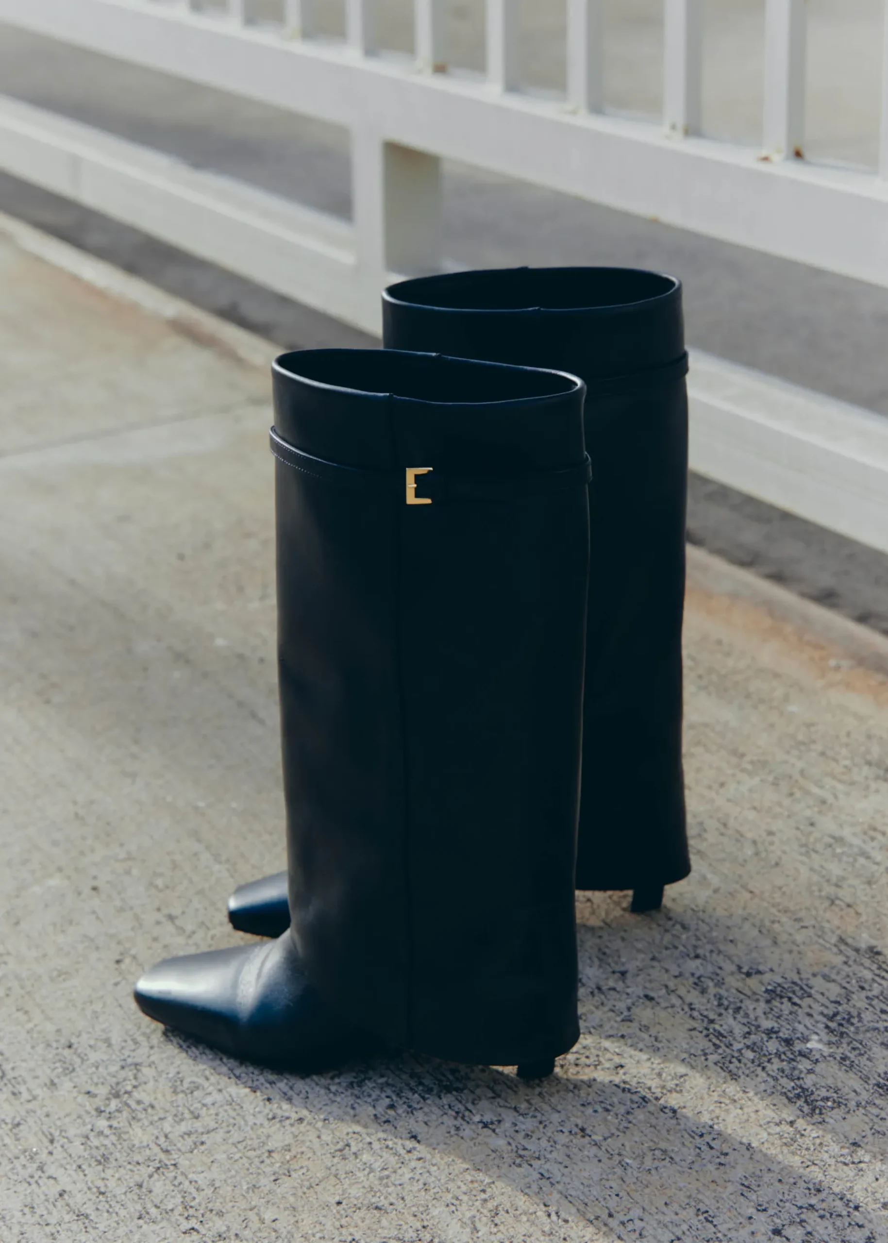 Kaia Schwarze Lederstiefel