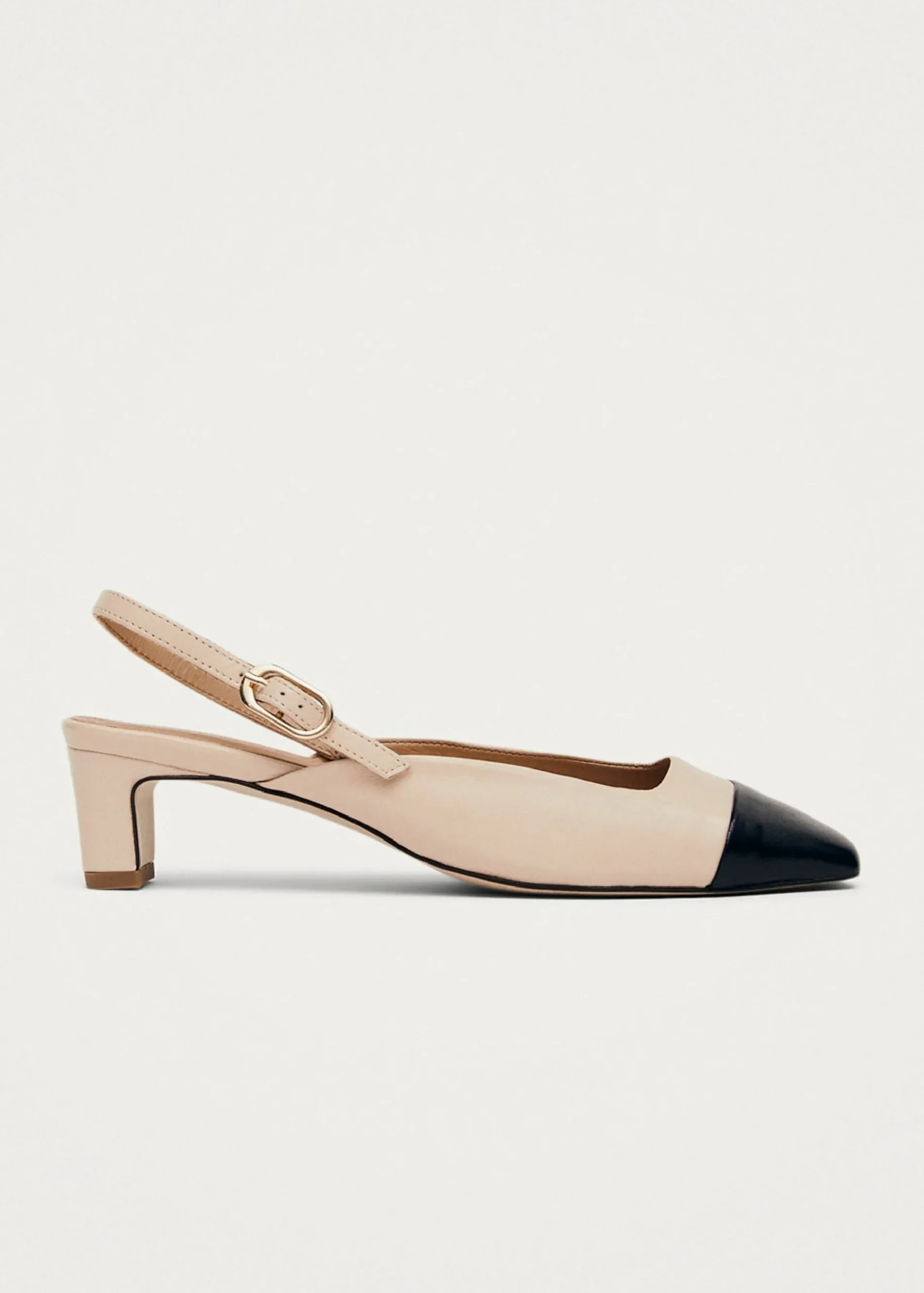 Lindy Bicolor Cremefarbene Schwarze Leder Pumps