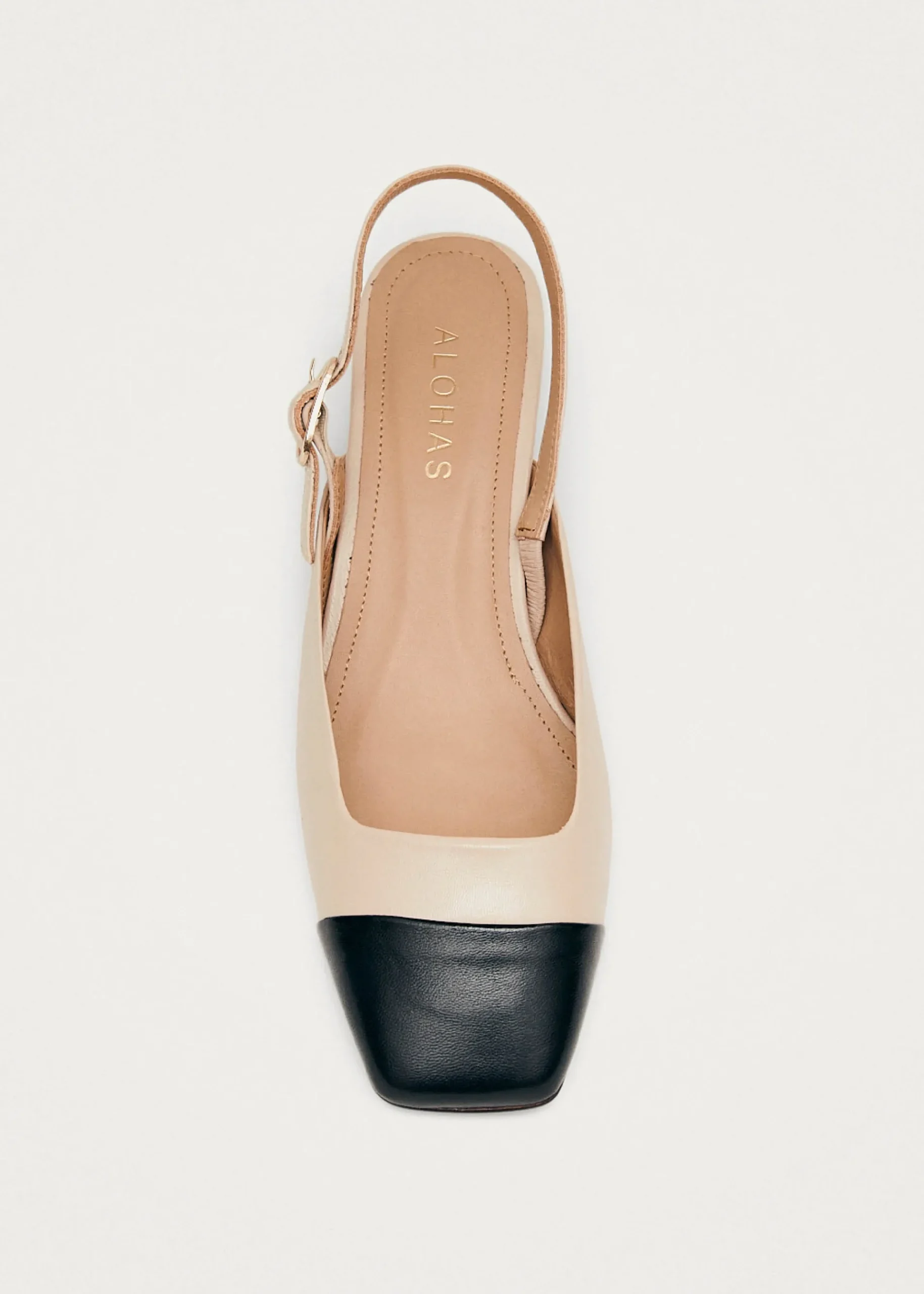 Lindy Bicolor Cremefarbene Schwarze Leder Pumps