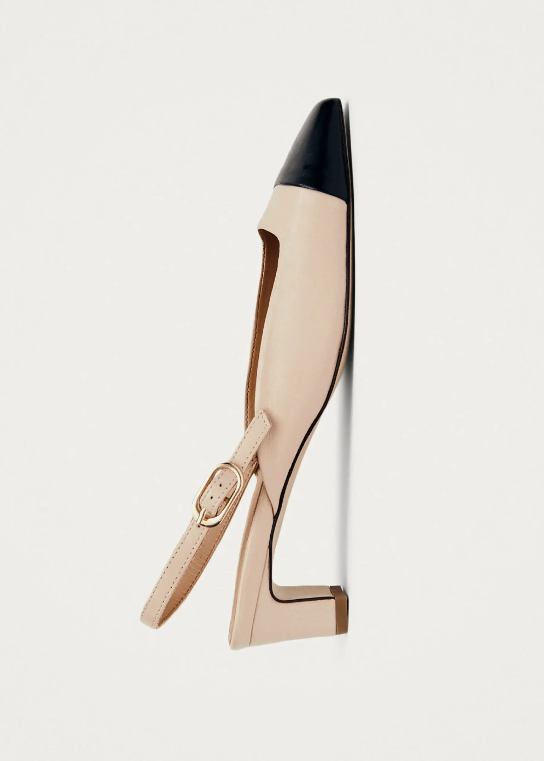 Lindy Bicolor Cremefarbene Schwarze Leder Pumps