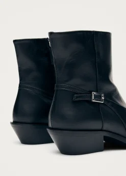 Lizzie Schwarze Leder Stiefeletten