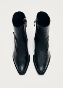 Lizzie Schwarze Leder Stiefeletten