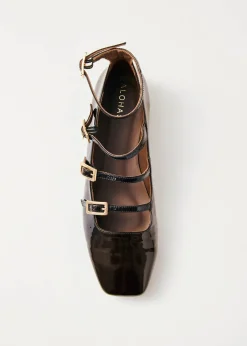 Luke Braune Mary Jane Ballerinas aus Lackleder